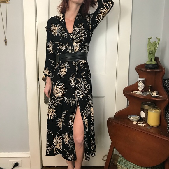 Ba&sh Black Floral Button Down Maxi Folk Dress - Picture 3 of 14